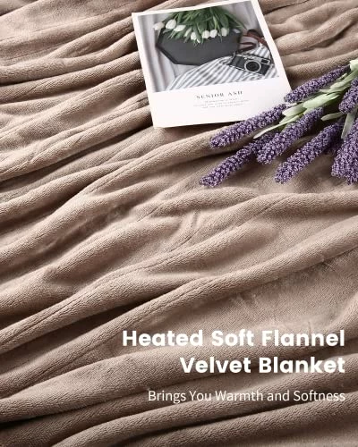 McJaw Electric Blanket Heated Full Size 72"x84" Oversized Flannel Heated Blanket, ETL Certification Fast Heating With 4 Heating Levels &10 Hours Auto Off, Machine Washable-Linen Gray 4 McJaw Electric Blanket Heated Full Size 72"x84" Oversized Flannel Heated Blanket, ETL Certification Fast Heating With 4 Heating Levels &10 Hours Auto Off, Machine Washable-Linen Gray - Image 2