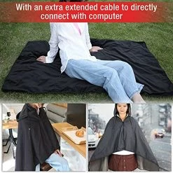 DUKUSEEK Heated Blanket, 5V Electric Outdoor Waterproof Fleece Blanket With Hood, Waterproof Windproof Stadium Mat For Camping, Picnic, Sports, Football, Concerts, 57 X 36inch Black -Electric Blankets Sales 2022 515nf9wlwwL