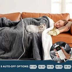 Greenoak Heated Electric Throw Blanket, 50“ X 62” Heating Blanket, Thick Soft Warming Plush Electric Lap Blanket Sherpa For Adults With 5-Position Timer &10 Heating Levels (Grey) Light Grey 14 Greenoak Heated Electric Throw Blanket, 50“ X 62” Heating Blanket, Thick Soft Warming Plush Electric Lap Blanket Sherpa For Adults With 5-Position Timer &10 Heating Levels (Grey) Light Grey -Electric Blankets Sales 2022 5167flldc5L