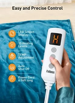 Rellorus Heated Blankets, Electric Blankets Throws, 10 Heating Levels, Auto Shut-Off, Fast And Even Heating With Hand Controller, Machine Washable, Double-Sided Flannel, ETL Certification(50" X 60") Sky Blue 14 Rellorus Heated Blankets, Electric Blankets Throws, 10 Heating Levels, Auto Shut-Off, Fast And Even Heating With Hand Controller, Machine Washable, Double-Sided Flannel, ETL Certification(50" X 60") Sky Blue -Electric Blankets Sales 2022 516ByL8jktL