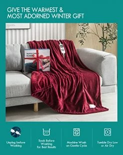 Kaisa Heated Blankets Electric Blankets Throws, 10 Heating Levels, Auto Shut-Off, Fast And Even Heating With Hand Controller, Machine Washable, Double-Sided Plush Flannel, 50x60 Inches, Wine Red -Electric Blankets Sales 2022 516T2hJgZdL