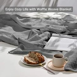 Downluxe 100% Cotton Waffle Blanket Queen Size - Grey 410GSM Soft Lightweight Thermal Queen Blanket For Bed Sofa Couch - Cozy Breathable Bed Blanket With Mesh Bag For All Season(90x90 Inches) Waffle Sandy Beige -Electric Blankets Sales 2022 516W0sFOvML
