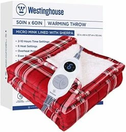 Westinghouse Electric Blanket Heated Blanket, Plaid Sherpa Heating Blanket, 10 Heat Settings & 1-12 Hours Time Settings, Teal Plaid, 62" X 84" Twin Size -Electric Blankets Sales 2022 516XoG3aoVL. AC