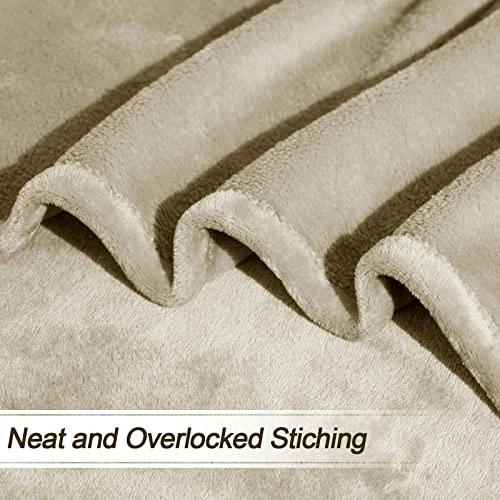 PHF Ultra Soft Fleece Blanket King Size, No Shed No Pilling Luxury Plush Cozy Flannel 300GSM Lightweight Blanket For Bed, Couch, Chair, Sofa Suitable For All Season, 108" X 90", Khaki 7 PHF Ultra Soft Fleece Blanket King Size, No Shed No Pilling Luxury Plush Cozy Flannel 300GSM Lightweight Blanket For Bed, Couch, Chair, Sofa Suitable For All Season, 108" X 90", Khaki - Image 5