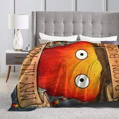 Mioolkt Calcifer Howl's Moving Castle Blanket Throw Blankets Ultra Soft Flannel Lightweight Throws For Couch, Bed, Plush Fuzzy Flannel Microfiber Warm Thermal Blanket All Seasons Use 60"x50" Black -Electric Blankets Sales 2022 516sn5BmcYS