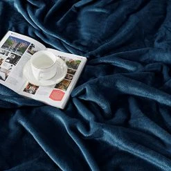 ONME Fleece Blanket, Full/Queen Size Blanket - Soft Lightweight Microfiber Cool Blanket For Sofa, Couch, Bed, Camping, Travel, 90"x90" Dark Blue -Electric Blankets Sales 2022 5171Wj0JcjL