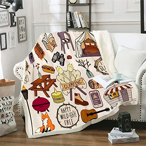 LINGXUQK YANR Camping Blanket Retro Bus Camper Decor Sherpa Blanket Happy Camping Soft Plush Fluffy Blankets Camper Bedding For Bed Sofa Couch Camping Gifts (Camping Blanket2, 130x150cm(50x60inches))… Camping Blanket 7 9 LINGXUQK YANR Camping Blanket Retro Bus Camper Decor Sherpa Blanket Happy Camping Soft Plush Fluffy Blankets Camper Bedding For Bed Sofa Couch Camping Gifts (Camping Blanket2, 130x150cm(50x60inches))… Camping Blanket 7 - Image 7