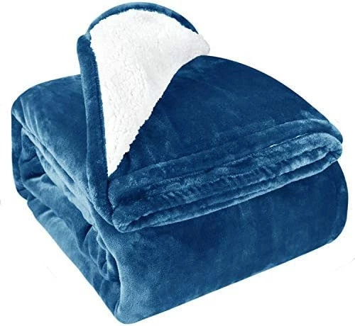 Casa Platino Sherpa Fleece Bed Blankets Queen Size - Navy Blue Thick Fuzzy Warm Soft Large Queen Blanket For Bed, 90x90 Inches 10 Casa Platino Sherpa Fleece Bed Blankets Queen Size - Navy Blue Thick Fuzzy Warm Soft Large Queen Blanket For Bed, 90x90 Inches - Image 8