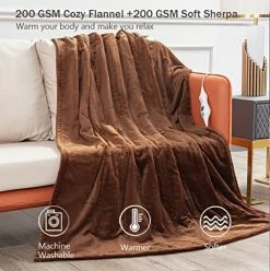 Dowin Electric Heated Blanket Throw - 50x60 Inch Flannel Plush Reversible Fast Heating Blanket 3 Heating Levels, 4hrs Auto-Off,Machine Washable Blue 8 Dowin Electric Heated Blanket Throw - 50x60 Inch Flannel Plush Reversible Fast Heating Blanket 3 Heating Levels, 4hrs Auto-Off,Machine Washable Blue -Electric Blankets Sales 2022 517PXOzpP2L