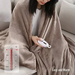 CURECURE Heated Electric Blanket Full Size 72" X 84" Oversized Flannel Heated Blanket With 4 Heating Levels & 10 Hours Auto Off, Comfort Warm Blanket For Bed Sofa Home Office Use, Machine Washable Grey 18 CURECURE Heated Electric Blanket Full Size 72" X 84" Oversized Flannel Heated Blanket With 4 Heating Levels & 10 Hours Auto Off, Comfort Warm Blanket For Bed Sofa Home Office Use, Machine Washable Grey -Electric Blankets Sales 2022 517g1JAeT1L