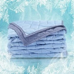 SLEEP ZONE Athletic Cooling Blanket Twin Size (60x80 Inches) For Hot Sleepers With Warm Jersey Cotton Side For Winter, Machine Washable Travel Camping Blanket (Blue+Grey) -Electric Blankets Sales 2022 517xIbEuS8S. AC 1