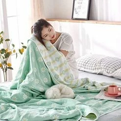 SANACYNA King 90" X 104" Muslin Blanket 100% Cotton 6-Layer Gauze Sunflower Bed Blanket Lightweight Soft And Breathable Throw Blanket For Sofa Bed Coverlet Both Sides (Green, King 90" X 104") 21 SANACYNA King 90" X 104" Muslin Blanket 100% Cotton 6-Layer Gauze Sunflower Bed Blanket Lightweight Soft And Breathable Throw Blanket For Sofa Bed Coverlet Both Sides (Green, King 90" X 104") -Electric Blankets Sales 2022 5184iogf JL. AC 3