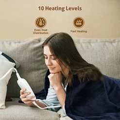 Daonsuty Heated Blanket Electric Throw - 60" X 50" Soft Flannel Electric Blanket With 10 Heating Levels & 1-10 Hours Auto Off, Fast Heating Blanket With Overheating Protection For Home Office, Machine Washable -Electric Blankets Sales 2022 518KxXfdmvL