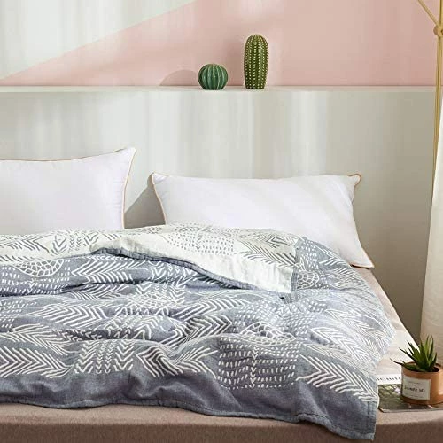 UniDes Soft Lightweight Muslin Cotton Blanket Full/Queen (78" X 90"), Throw Blanket For Bed, Couch & Sofa, Summer Bedding Coverlet - Pale Pink A-light Green 12 UniDes Soft Lightweight Muslin Cotton Blanket Full/Queen (78" X 90"), Throw Blanket For Bed, Couch & Sofa, Summer Bedding Coverlet - Pale Pink A-light Green - Image 10