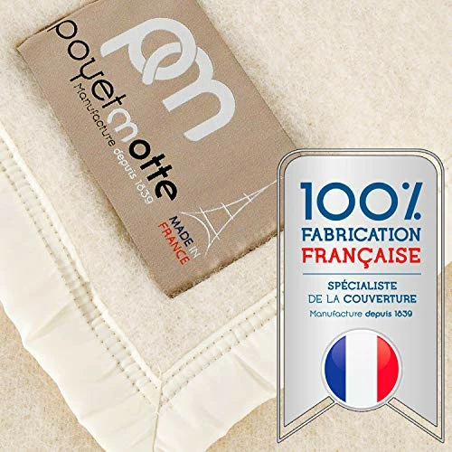 Poyet Motte Made In France Poyet Motte Aubisque 500GSM Heavyweight 100-Percent Wool Blanket (Full/Queen, Natural) 4 Poyet Motte Made In France Poyet Motte Aubisque 500GSM Heavyweight 100-Percent Wool Blanket (Full/Queen, Natural) - Image 2