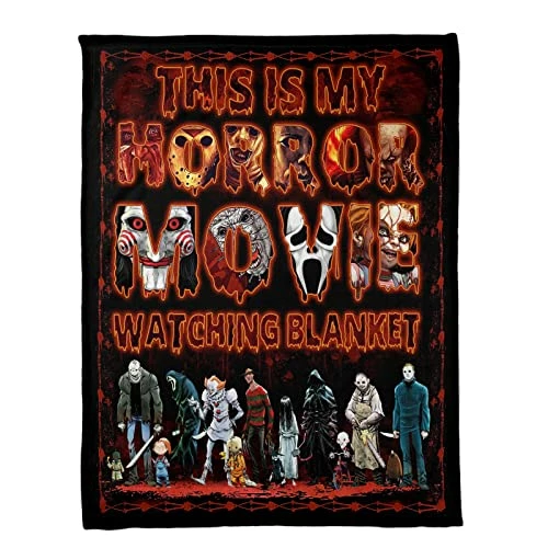 XXME This Is My Horror Movie Watching Blanket, Horror Character Blanket, Scary Movie Blanket, Movie Lovers Gift For Halloween (80''L X 60''W) 3 XXME This Is My Horror Movie Watching Blanket, Horror Character Blanket, Scary Movie Blanket, Movie Lovers Gift For Halloween (80''L X 60''W)