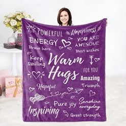 ZHSHWAT Inspirational Gifts For Women Men Female Friends Sister, Purple Blanket Warm Hug Gifts For Christmas Retirement Friendship Birthday Get Well Soon Mothers Day