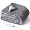 【5 Years Warranty】 Sunmyth Heated Blanket Electric Throw 50x60'', Flannel & Sherpa Fast Heating Blanket With 4 Heating Levels & 4H Auto Off, Over-Heat Protection, Machine Washable, ETL/FCC, Grey -Electric Blankets Sales 2022 5198fXX4F9L