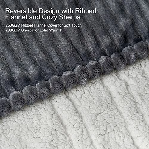 【5 Years Warranty】 Sunmyth Heated Blanket Electric Throw 50x60'', Flannel & Sherpa Fast Heating Blanket With 4 Heating Levels & 4H Auto Off, Over-Heat Protection, Machine Washable, ETL/FCC, Grey 5 【5 Years Warranty】 Sunmyth Heated Blanket Electric Throw 50x60'', Flannel & Sherpa Fast Heating Blanket With 4 Heating Levels & 4H Auto Off, Over-Heat Protection, Machine Washable, ETL/FCC, Grey - Image 3