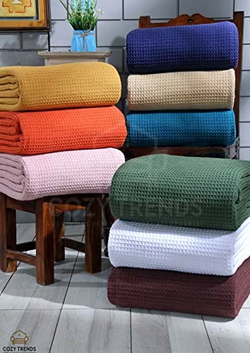 Cozy Home Collection Luxurious Combed Cotton Waffle Weave Super Soft, Cozy Warm, Breathable, Stylish, All Season Thermal Blankets Twin/Full/Queen/King (Green, King) 8 Cozy Home Collection Luxurious Combed Cotton Waffle Weave Super Soft, Cozy Warm, Breathable, Stylish, All Season Thermal Blankets Twin/Full/Queen/King (Green, King) - Image 6