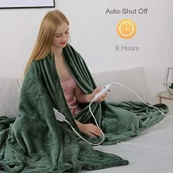 Shodu Heated Blanket 74”x84”Full Size Electric Blanket Throws Fast Heating 9 Heating Levels 9 Hours Auto Off Full Body Warming ETL Certified Machine Washable Green -Electric Blankets Sales 2022 519OQQYHBoL
