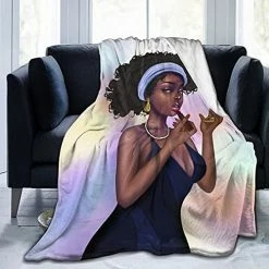 Syifasya African American Women Blanket Black Girl Blanket Lightweight Fleece Sofa Cozy Flannel Carpet Travel Sofa Bed Travel Picnic Blanket For Men Women 50"X40" African American Women10 -Electric Blankets Sales 2022 519QtuKN84S. AC