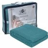 HILLFAIR 100% Cotton Blanket Queen Size 90"x90" - Luxury Decorative Soft Breathable Skin-Friendly Cotton Bed Blankets For All Season- Perfect Textured Blanket Layer For Couch Bed Sofa- Teal Queen White -Electric Blankets Sales 2022 519ZABYSwDL