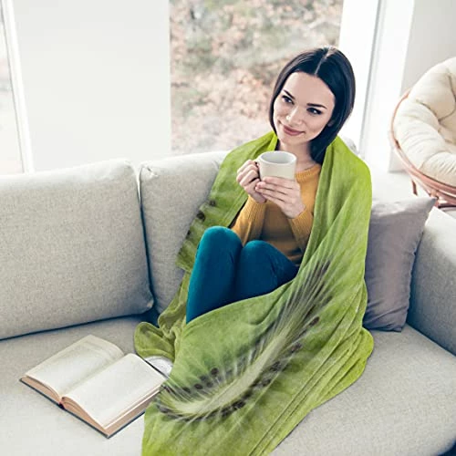 Ambesonne Kiwi Round Blanket, Half Of An Exotic Fruit With The Seeds Summer Season Tropical Vitamin, Lightweight Sofa & Bed Cover Novelty Gifts For All Seasons, 71" Round, Apple Green Pale Khaki 4 Ambesonne Kiwi Round Blanket, Half Of An Exotic Fruit With The Seeds Summer Season Tropical Vitamin, Lightweight Sofa & Bed Cover Novelty Gifts For All Seasons, 71" Round, Apple Green Pale Khaki - Image 2