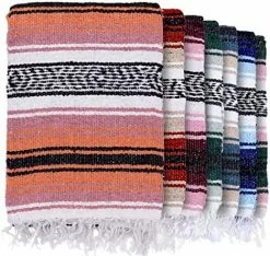 Craft & Kin Handcrafted Mexican Blanket, Serape Blanket, Mexican Blankets And Throws, Authentic Mexican Blankets, Yoga Blanket, Falsa Blanket, Tribal Blanket, Baja Blanket, Apricot, 50x70 Inches -Electric Blankets Sales 2022 51AAOLYxGUL. AC