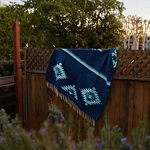 WP West Path Mexican Thunderbird Blanket Wall Tapestry | Authentic Southwestern Blanket | XL Thick Mexican Blanket Eagle - Tan Brown Navajo Aztec Style – Handwoven Yoga Blanket From Mexico (Blue) 6 WP West Path Mexican Thunderbird Blanket Wall Tapestry | Authentic Southwestern Blanket | XL Thick Mexican Blanket Eagle - Tan Brown Navajo Aztec Style – Handwoven Yoga Blanket From Mexico (Blue) - Image 4