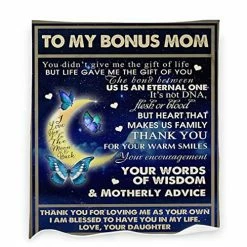 Withtap To My Bonus Mom Blankets, Love Fanmily Flannel Blanket Gifts Ultra-Soft Weighted Warm Bed Throw Blanket For All Season 40 X 50 Inch