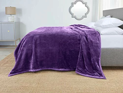 Clara Clark Fleece Blanket, Raschel Mink Faux Fur Blanket, Ultra Plush Blanket, Cozy And Warm Blanket, 55 X 82, Solid Eggplant 4 Clara Clark Fleece Blanket, Raschel Mink Faux Fur Blanket, Ultra Plush Blanket, Cozy And Warm Blanket, 55 X 82, Solid Eggplant - Image 2