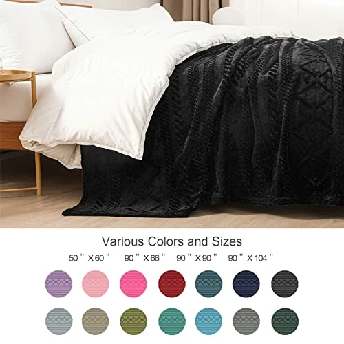 Exclusivo Mezcla Soft Queen Size Fleece Blanket, 90x90 Inches Warm Fuzzy Luxury Bed Blankets, Decorative Geometry Pattern Plush Blanket For Bed, Black 5 Exclusivo Mezcla Soft Queen Size Fleece Blanket, 90x90 Inches Warm Fuzzy Luxury Bed Blankets, Decorative Geometry Pattern Plush Blanket For Bed, Black - Image 3