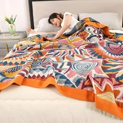 KINBEDY 4 Layers Of Gauze Blanket, 100% Cotton Super Soft Boho Lightweight Breathable Bed Blankets Colorful Muslin Throw Blanket For All Seasons Queen Size,79 X 92 Inches. Sun 14 KINBEDY 4 Layers Of Gauze Blanket, 100% Cotton Super Soft Boho Lightweight Breathable Bed Blankets Colorful Muslin Throw Blanket For All Seasons Queen Size,79 X 92 Inches. Sun -Electric Blankets Sales 2022 51AZ3StMPJL