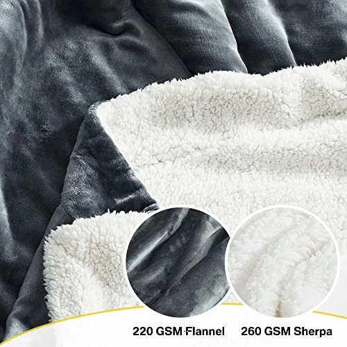 NICETOWN Sherpa Fleece Blankets Twin Size For All Seasons, Grey Thick Fuzzy Warm Soft Fluffy Cozy Reversible Shaggy Velvet Plush Blanket For Sofa And Bed, 60 X 80 Inches, Dark Grey 6 NICETOWN Sherpa Fleece Blankets Twin Size For All Seasons, Grey Thick Fuzzy Warm Soft Fluffy Cozy Reversible Shaggy Velvet Plush Blanket For Sofa And Bed, 60 X 80 Inches, Dark Grey - Image 4
