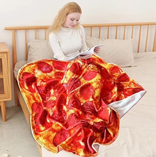 Benedict Unique Pizza Blanket, Tomato Sausage Blanket, Novelty Jumbo Blanket For Adults And Kids Or Everyone, Soft And Comfortable 285 GSM Flannel Pizza Blanket (60 Inches) Pizza-p200cm 5 Benedict Unique Pizza Blanket, Tomato Sausage Blanket, Novelty Jumbo Blanket For Adults And Kids Or Everyone, Soft And Comfortable 285 GSM Flannel Pizza Blanket (60 Inches) Pizza-p200cm - Image 3