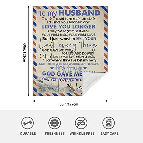 JIA LONG Letter Blanket To My Husband From Wife Home Decor Flannel Blanket 50 X 60 Inch 5 JIA LONG Letter Blanket To My Husband From Wife Home Decor Flannel Blanket 50 X 60 Inch - Image 3