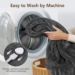 PROALLER Electric Heated Blanket Throw 84" X 90" Queen Size With 6 Heating Levels & 8h Auto Off, Ultra Soft Flannel Full Body Fast Heating Warming Blanket For Bed Sofa Home Office, Machine Washable, Grey -Electric Blankets Sales 2022 51BGI1uUXkL