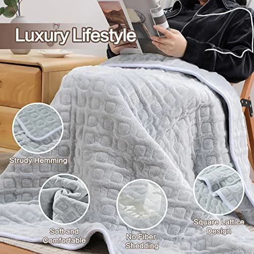 YOUR MOON Electric Heated Blankets Throw, 3 Heating Levels & 2,4,6,8 Hour Auto-Off, Soft Flannel Throw Machine Washable Heat Electric Blanket For Couch Bed Sofa Square Grey 5 YOUR MOON Electric Heated Blankets Throw, 3 Heating Levels & 2,4,6,8 Hour Auto-Off, Soft Flannel Throw Machine Washable Heat Electric Blanket For Couch Bed Sofa Square Grey - Image 3