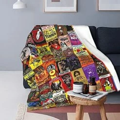 HomeSweety Rock Band Collage Throw Blanket Super Soft Microfiber Lightweight Cozy Bed Blankets Flannel Blanket For Couch Bed Living Room Gifts For Kids Children Men Women 50" X 40" Band Logo -Electric Blankets Sales 2022 51BhCZvFBkL. AC