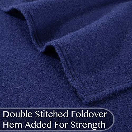 Poyet Motte Made In France Poyet Motte Antibes 350GSM 100-Percent Wool Medium Weight Oversized Blanket, Machine Washable (Navy Blue, Twin Size) 6 Poyet Motte Made In France Poyet Motte Antibes 350GSM 100-Percent Wool Medium Weight Oversized Blanket, Machine Washable (Navy Blue, Twin Size) - Image 4