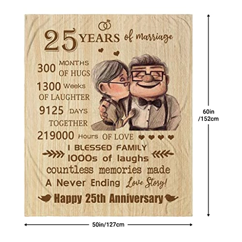 Antonia Bellamy 25th Blanket 60"X 50" - Gift For 25th Wedding Anniversary - 25 Years Of Marriage Gifts For Dad Mom Friends Grandparents - 25th Wedding For Husband Wife 25th Anniversary 5 Antonia Bellamy 25th Blanket 60"X 50" - Gift For 25th Wedding Anniversary - 25 Years Of Marriage Gifts For Dad Mom Friends Grandparents - 25th Wedding For Husband Wife 25th Anniversary - Image 3