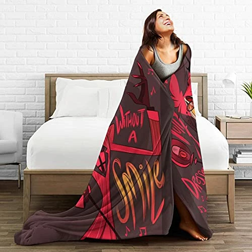 YSFyinee Hazbin Alastor Hotel Ultra-Soft Micro Fleece Blanket Warm 3D Graphic Plush Fluffy For Couch, Bed, Sofa 60"X50" Black 7 YSFyinee Hazbin Alastor Hotel Ultra-Soft Micro Fleece Blanket Warm 3D Graphic Plush Fluffy For Couch, Bed, Sofa 60"X50" Black - Image 5