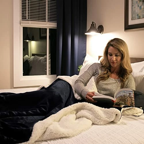 NICETOWN Sherpa Fleece Blankets Twin Size For All Seasons, Grey Thick Fuzzy Warm Soft Fluffy Cozy Reversible Shaggy Velvet Plush Blanket For Sofa And Bed, 60 X 80 Inches, Dark Grey 11 NICETOWN Sherpa Fleece Blankets Twin Size For All Seasons, Grey Thick Fuzzy Warm Soft Fluffy Cozy Reversible Shaggy Velvet Plush Blanket For Sofa And Bed, 60 X 80 Inches, Dark Grey - Image 9