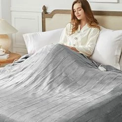 Homemate Electric Heated Blanket Dual Controller King Size 100"x 90" Grey,5 Heating Levels Fast Heating,10 Hours Auto Off, Heat Blanket Over-Heated Protection Double Soft Flannel,ETL Certified Blue -Electric Blankets Sales 2022 51DlUbwXipL. AC