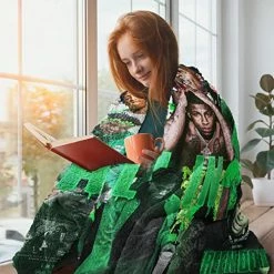 QNDYH Hip Hop Theme Blanket Flannel Blankets Ultra-Soft Warm Air Conditioning Nap Blankets 50"x40" Green -Electric Blankets Sales 2022 51E0qjOjLyL
