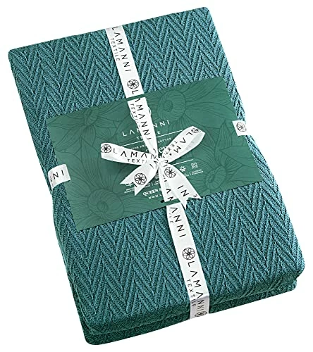 LAMANNI Luxury Thermal Cotton Blankets - Soft, Cozy, Breathable Bed Blanket For Couch Or Bed - All Season (Teal, King) 5 LAMANNI Luxury Thermal Cotton Blankets - Soft, Cozy, Breathable Bed Blanket For Couch Or Bed - All Season (Teal, King) - Image 3
