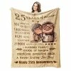 Antonia Bellamy 25th Blanket 60"X 50" - Gift For 25th Wedding Anniversary - 25 Years Of Marriage Gifts For Dad Mom Friends Grandparents - 25th Wedding For Husband Wife 25th Anniversary