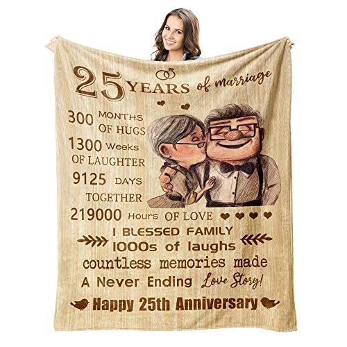 Antonia Bellamy 25th Blanket 60"X 50" - Gift For 25th Wedding Anniversary - 25 Years Of Marriage Gifts For Dad Mom Friends Grandparents - 25th Wedding For Husband Wife 25th Anniversary 3 Antonia Bellamy 25th Blanket 60"X 50" - Gift For 25th Wedding Anniversary - 25 Years Of Marriage Gifts For Dad Mom Friends Grandparents - 25th Wedding For Husband Wife 25th Anniversary