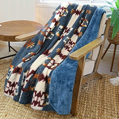 Catalonia Southwest Sherpa Blanket, Reversible Home Decorative Blanket For Adult Children, Soft Vintage Blanket Suitable For Sofa Bed Travel Wall Tapestry Living Room Outdoor Sw Stripe 7 Catalonia Southwest Sherpa Blanket, Reversible Home Decorative Blanket For Adult Children, Soft Vintage Blanket Suitable For Sofa Bed Travel Wall Tapestry Living Room Outdoor Sw Stripe - Image 5